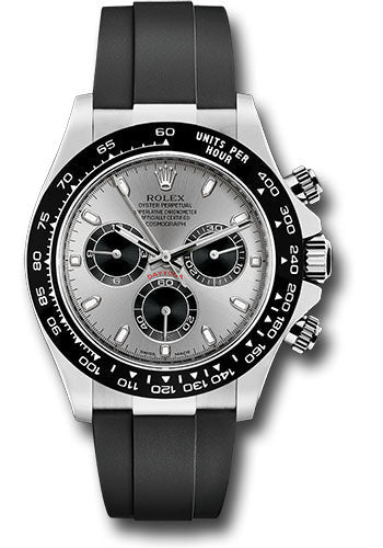 Rolex White Gold Cosmograph Daytona 40 Watch - Steel Index Dial - “Ghost” Black Oysterflex Strap - 116519LN stbkof