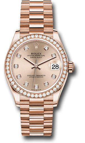 Rolex Everose Gold Datejust 31 Watch - Diamond Bezel - RosŽ Diamond Dial - President Bracelet 278285RBR rsdp