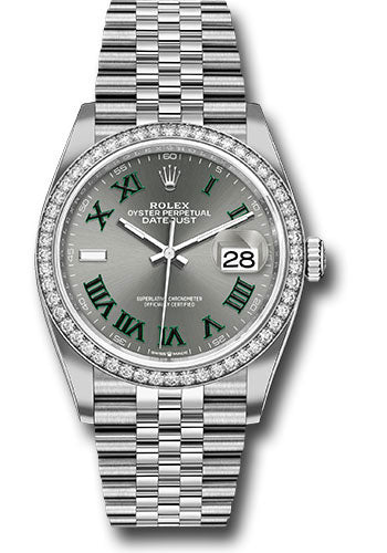 Rolex White Rolesor Datejust 36 Watch - Diamond Bezel - Slate Roman Dial - Jubilee Bracelet - 126284rbr slgrj