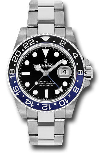 Rolex Steel GMT-Master II 40 Watch - Black And Blue Batman Bezel - Black Dial - Oyster Bracelet - 126710BLNR o