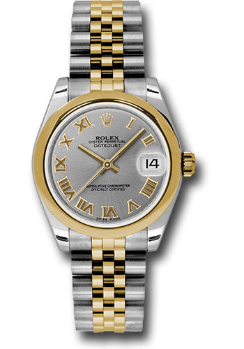 Rolex Steel and Yellow Gold Datejust 31 Watch - Domed Bezel - Slate Grey Roman Dial - Jubilee Bracelet 178243 grj