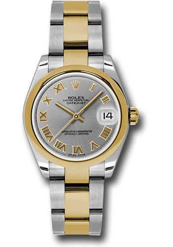 Rolex Steel and Yellow Gold Datejust 31 Watch - Domed Bezel - Slate Grey Roman Dial - Oyster Bracelet 178243 gro