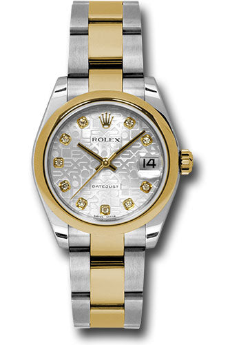 Rolex Steel and Yellow Gold Datejust 31 Watch - Domed Bezel - Silver Jubilee Diamond Dial - Oyster Bracelet 178243 sjdo