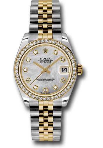 Rolex Steel and Yellow Gold Datejust 31 Watch - 46 Diamond Bezel - Mother-Of-Pearl Diamond Dial - Jubilee Bracelet 178383 mdj