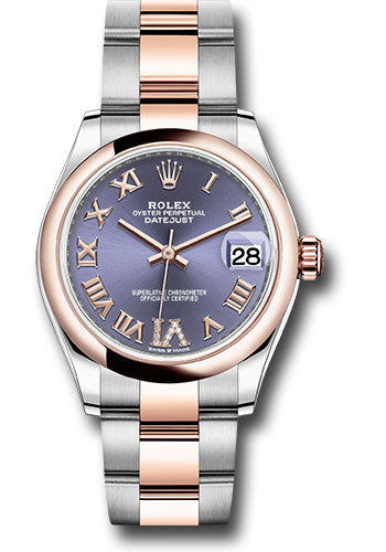 Rolex Steel and Everose Gold Datejust 31 Watch - Domed Bezel - Chocolate Diamond Roman VI Dial - Oyster Bracelet 278241 aubdr6o