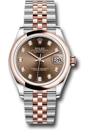 Rolex Steel and Everose Gold Datejust 31 Watch - Domed Bezel - White Roman Dial - Jubilee Bracelet 278241 chodj