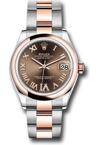 Rolex Steel and Everose Gold Datejust 31 Watch - Domed Bezel - Dark Rhodium Diamond Roman VI Dial - Oyster Bracelet 278241 chodr6o