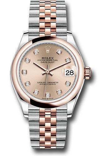 Rolex Steel and Everose Gold Datejust 31 Watch - Domed Bezel - Chocolate Diamond Dial - Jubilee Bracelet 278241 rodj