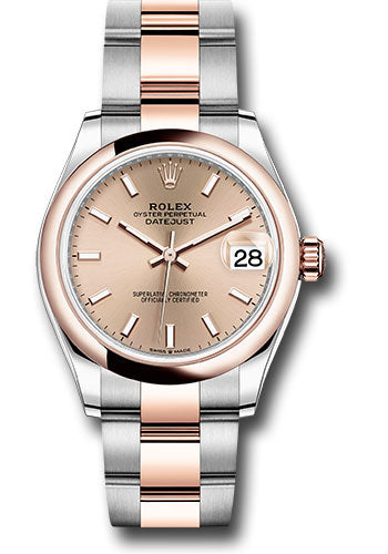 Rolex Steel and Everose Gold Datejust 31 Watch - Domed Bezel - RosŽ Roman Dial - Oyster Bracelet 278241 roio