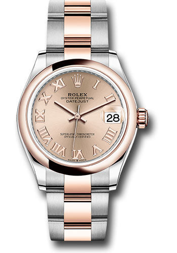 Rolex Everose Rolesor Datejust 31 Watch - Domed Bezel - RosŽ Roman Dial - Oyster Bracelet 278241 rsro