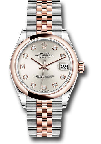 Rolex Steel and Everose Gold Datejust 31 Watch - Domed Bezel - RosŽ Diamond Dial - Jubilee Bracelet 278241 sdj