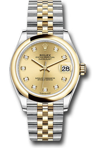 Rolex Steel and Yellow Gold Datejust 31 Watch - Domed Bezel - Champagne Diamond Dial - Jubilee Bracelet 278243 chdj