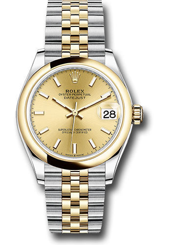 Rolex Steel and Yellow Gold Datejust 31 Watch - Domed Bezel - Champagne Index Dial - Jubilee Bracelet 278243 chij