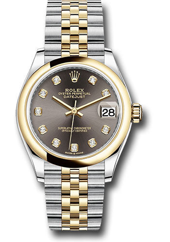 Rolex Steel and Yellow Gold Datejust 31 Watch - Domed Bezel - Dark Grey Diamond Dial - Jubilee Bracelet 278243 dkgdj