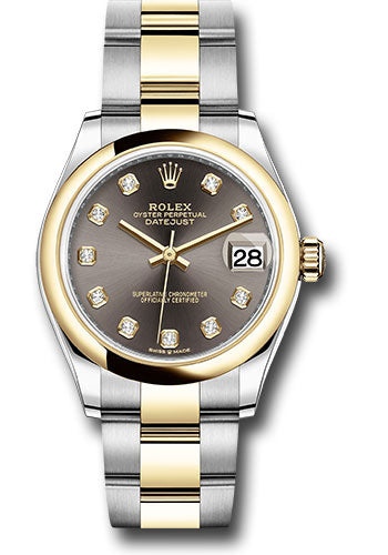 Rolex Steel and Yellow Gold Datejust 31 Watch - Domed Bezel - Dark Grey Diamond Dial - Oyster Bracelet 278243 dkgdo