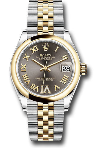 Rolex Steel and Yellow Gold Datejust 31 Watch - Domed Bezel - Dark Grey Diamond Roman Six Dial - Jubilee Bracelet 278243 dkgdr6j