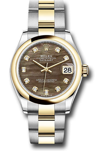 Rolex Steel and Yellow Gold Datejust 31 Watch - Domed Bezel - Dark Mother-of-Pearl Diamond Dial - Oyster Bracelet 278243 dkmdo