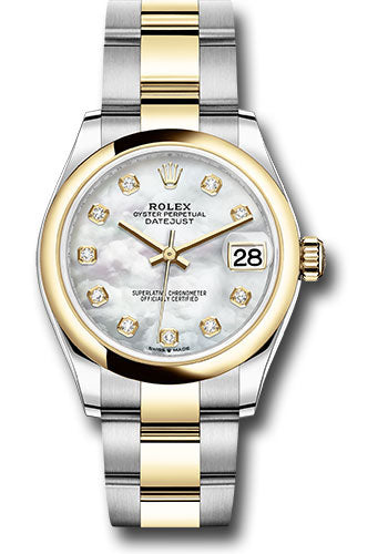 Rolex Steel and Yellow Gold Datejust 31 Watch - Domed Bezel - Mother-of-Pearl Diamond Dial - Oyster Bracelet 278243 mdo