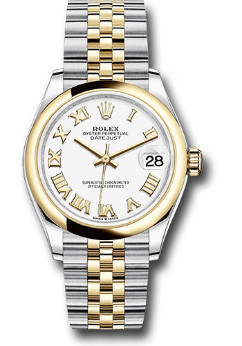 Rolex Steel and Yellow Gold Datejust 31 Watch - Domed Bezel - White Roman Dial - Jubilee Bracelet 278243 wrj