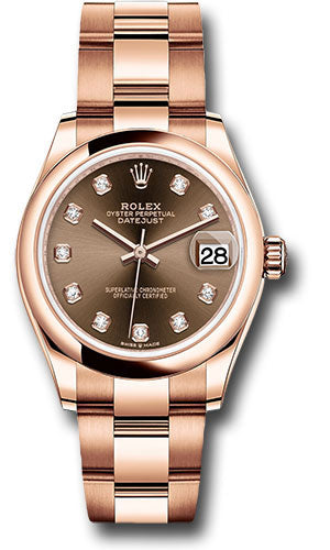 Rolex Everose Gold Datejust 31 Watch - Domed Bezel - Chocolate Diamond Dial - Oyster Bracelet 278245 chodo