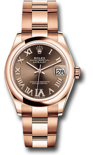 Rolex Everose Gold Datejust 31 Watch - Domed Bezel - Chocolate Diamond Six Dial - Oyster Bracelet 278245 chodr6o