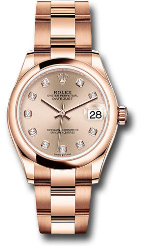 Rolex Everose Gold Datejust 31 Watch - Domed Bezel - RosŽ Diamond Dial - Oyster Bracelet 278245 rsdo