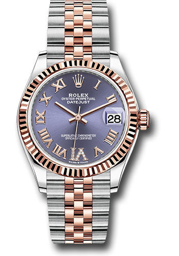 Rolex Steel and Everose Gold Datejust 31 Watch - Fluted Bezel - Chocolate Diamond Roman VI Dial - Jubilee Bracelet 278271 aubdr6j