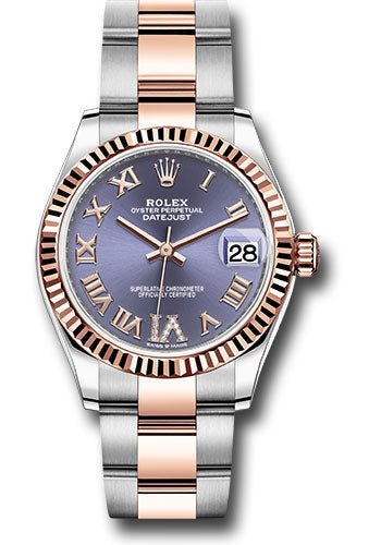 Rolex Steel and Everose Gold Datejust 31 Watch - Fluted Bezel - Chocolate Diamond Roman VI Dial - Oyster Bracelet 278271 aubdr6o