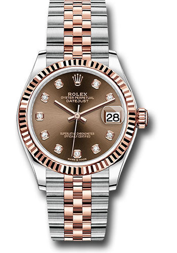 Rolex Steel and Everose Gold Datejust 31 Watch - Fluted Bezel - White Roman Dial - Jubilee Bracelet 278271 chodj