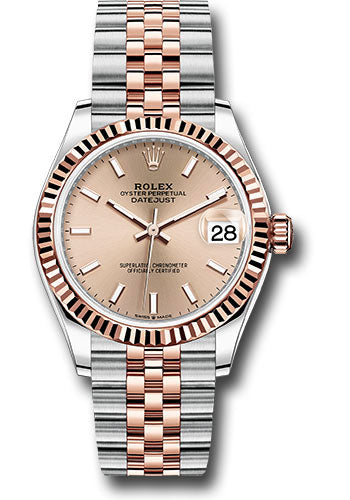 Rolex Steel and Everose Gold Datejust 31 Watch - Fluted Bezel - RosŽ Roman Dial - Jubilee Bracelet 278271 roij