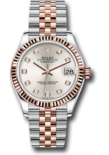 Rolex Steel and Everose Gold Datejust 31 Watch - Fluted Bezel - RosŽ Diamond Dial - Jubilee Bracelet 278271 sdj