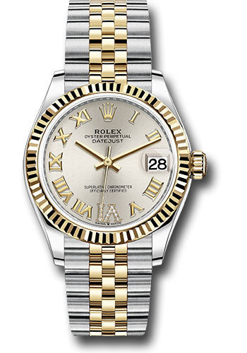 Rolex Steel and Yellow Gold Datejust 31 Watch - Fluted Bezel - Silver Diamond Roman Six Dial - Jubilee Bracelet 278273 sdr6j