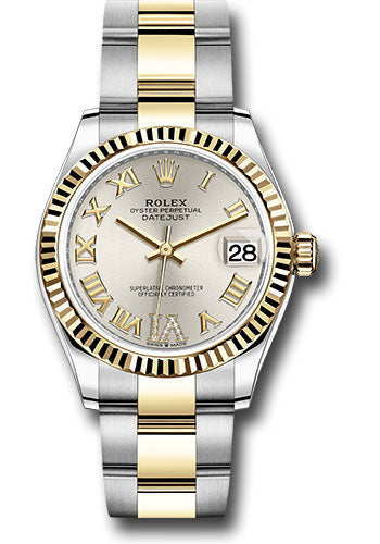 Rolex Steel and Yellow Gold Datejust 31 Watch - Fluted Bezel - Silver Diamond Roman Six Dial - Oyster Bracelet 278273 sdr6o