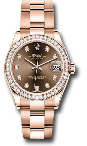 Rolex Everose Gold Datejust 31 Watch - Diamond Bezel - Chocolate Diamond Dial - Oyster Bracelet 278285RBR chodo