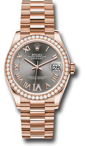 Rolex Everose Gold Datejust 31 Watch - Diamond Bezel - Rhodium Diamond Six Dial - President Bracelet 278285RBR dkrhdr6p