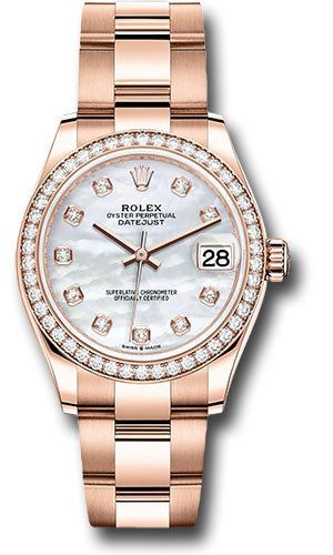 Rolex Everose Gold Datejust 31 Watch - Diamond Bezel - Silver Diamond Dial - Oyster Bracelet 278285RBR mdo