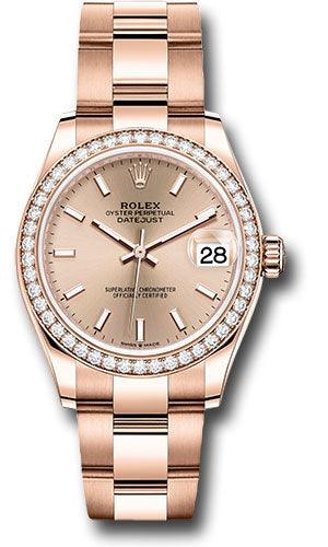 Rolex Everose Gold Datejust 31 Watch - Diamond Bezel - RosŽ Index Dial - Oyster Bracelet 278285RBR rsio