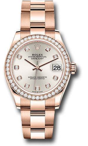 Rolex Everose Gold Datejust 31 Watch - Diamond Bezel - Silver Diamond Dial - Oyster Bracelet 278285RBR sdo