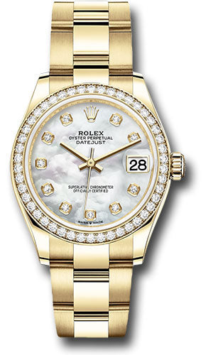 Rolex Yellow Gold Datejust 31 Watch - Diamond Bezel - Mother-of-Pearl Diamond Dial - Oyster Bracelet 278288RBR mdo