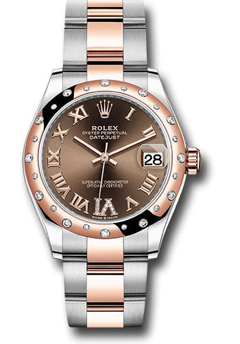 Rolex Steel and Everose Gold Datejust 31 Watch - 24 Diamond Bezel - Dark Rhodium Diamond Roman VI Dial - Oyster Bracelet 278341RBR chodr6o