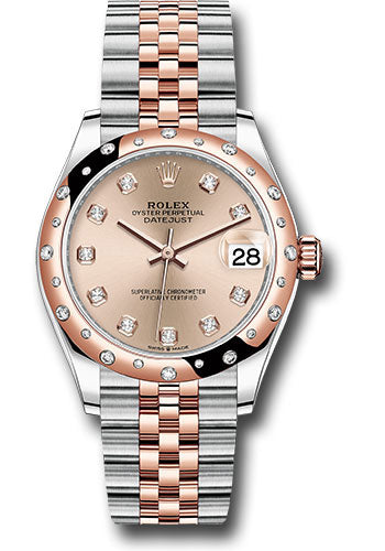 Rolex Steel and Everose Gold Datejust 31 Watch - 24 Diamond Bezel - Chocolate Diamond Dial - Jubilee Bracelet 278341RBR rodj