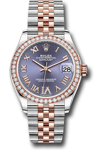 Rolex Steel and Everose Gold Datejust 31 Watch - 46 Diamond Bezel - Aubergine Diamond Roman VI Dial - Jubilee Bracelet 278381RBR aubdr6j