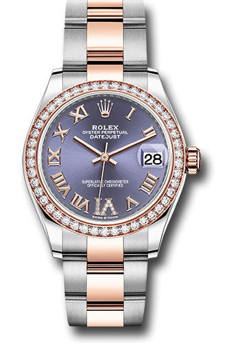 Rolex Steel and Everose Gold Datejust 31 Watch - 46 Diamond Bezel - Aubergine Diamond Roman VI Dial - Oyster Bracelet 278381RBR aubdr6o