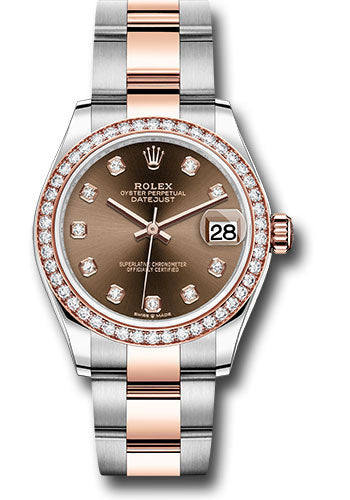 Rolex Steel and Everose Gold Datejust 31 Watch - 46 Diamond Bezel - Chocolate Diamond Dial - Oyster Bracelet 278381RBR chodo