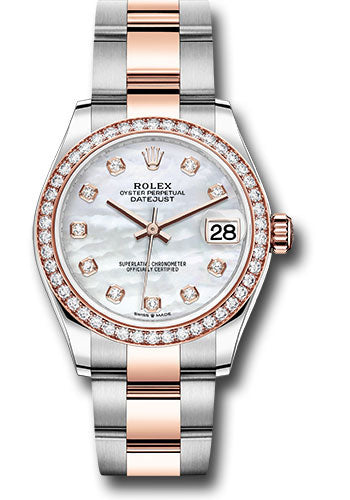 Rolex Steel and Everose Gold Datejust 31 Watch - 46 Diamond Bezel - Mother-of-Pearl Diamond Dial - Oyster Bracelet 278381RBR mdo