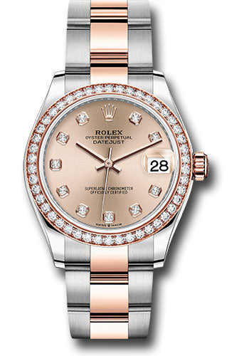 Rolex Steel and Everose Gold Datejust 31 Watch - 46 Diamond Bezel - RosŽ Diamond Dial - Oyster Bracelet 278381RBR rodo