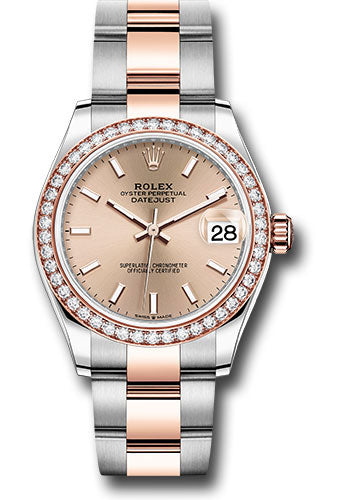 Rolex Steel and Everose Gold Datejust 31 Watch - 46 Diamond Bezel - RosŽ Index Dial - Oyster Bracelet 278381RBR roio