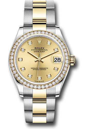 Rolex Steel and Yellow Gold Datejust 31 Watch - Diamond Bezel - Champagne Diamond Dial - Oyster Bracelet 278383RBR chdo