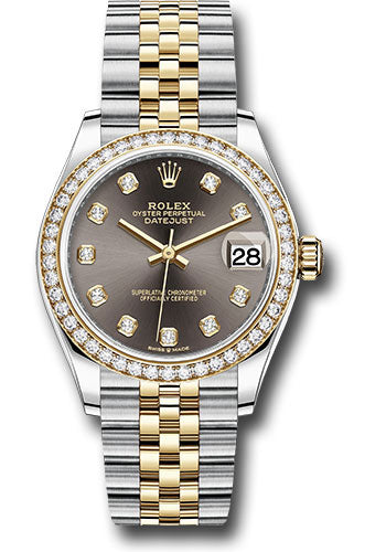 Rolex Steel and Yellow Gold Datejust 31 Watch - Diamond Bezel - Dark Grey Diamond Dial - Jubilee Bracelet 278383RBR dkgdj