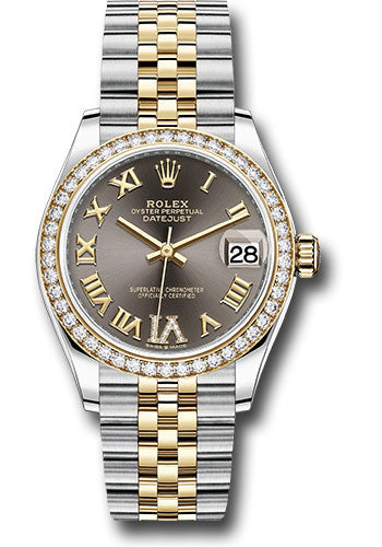 Rolex Steel and Yellow Gold Datejust 31 Watch - Diamond Bezel - Dark Grey Diamond Roman Six Dial - Jubilee Bracelet 278383RBR dkgdr6j